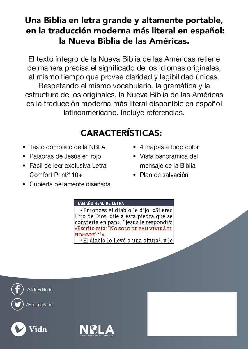 NBLA Santa Biblia Ultrafina, Letra Grande, Tamaño Manual, Leathersoft, Azul, Edición Letra Roja - Pura Vida Books
