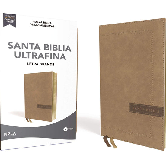 NBLA Santa Biblia Ultrafina, Letra Grande, Tamaño Manual, Leathersoft, Beige, Edición Letra Roja - Pura Vida Books