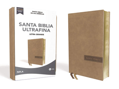 NBLA Santa Biblia Ultrafina, Letra Grande, Tamaño Manual, Leathersoft, Beige, Edición Letra Roja - Pura Vida Books