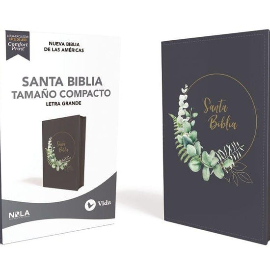 NBLA Santa Biblia Ultrafina Tamaño Compacto Azul Grisaceo con Cierre Edición Letra Roja - Pura Vida Books