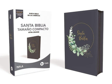 NBLA Santa Biblia Ultrafina Tamaño Compacto Azul Grisaceo con Cierre Edición Letra Roja - Pura Vida Books