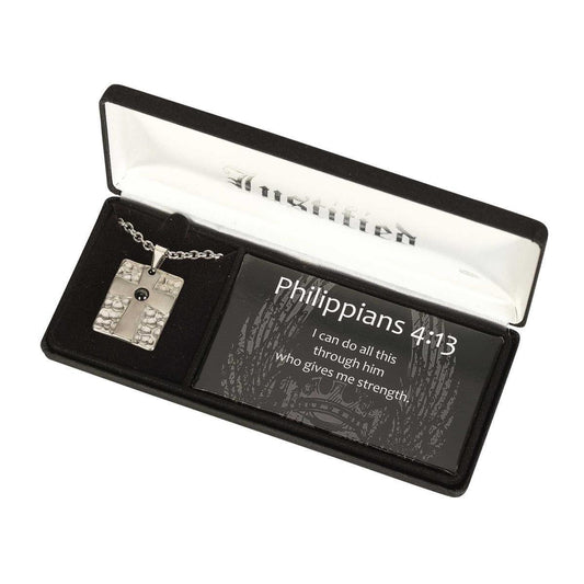 Necklace Dogtag Cross 24in Steel Chain - Pura Vida Books