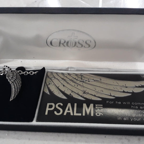 NECKLACE PSALM 91:11 WING STAINLESS ST - Pura Vida Books