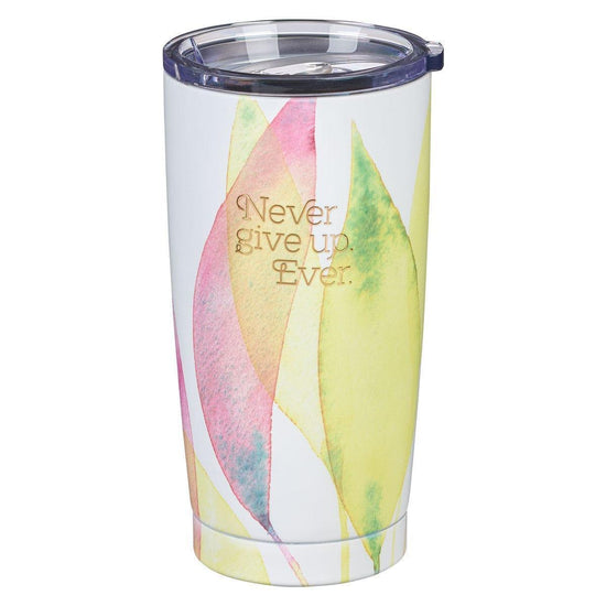 Never Give Up Citrus Leaves Stainless Steel Travel Mug - Pura Vida Books