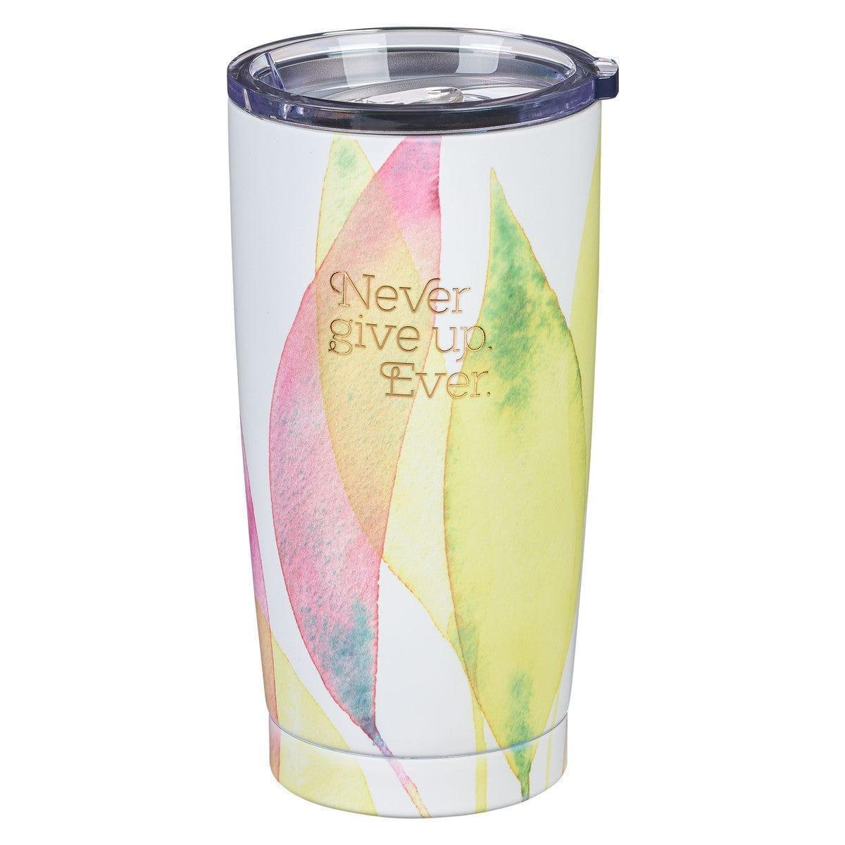 Never Give Up Citrus Leaves Stainless Steel Travel Mug - Pura Vida Books