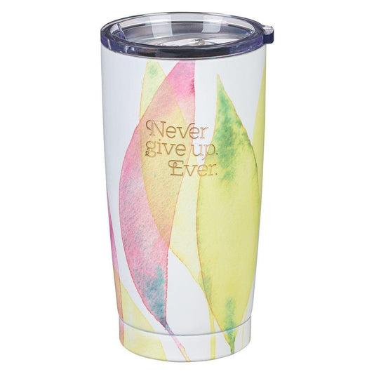 Never Give Up Citrus Leaves Stainless Steel Travel Mug - Pura Vida Books
