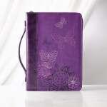 New Creation Purple Butterflies Faux Leather Fashion Bible Cover - 2 Corinthians 5:17 - Pura Vida Books