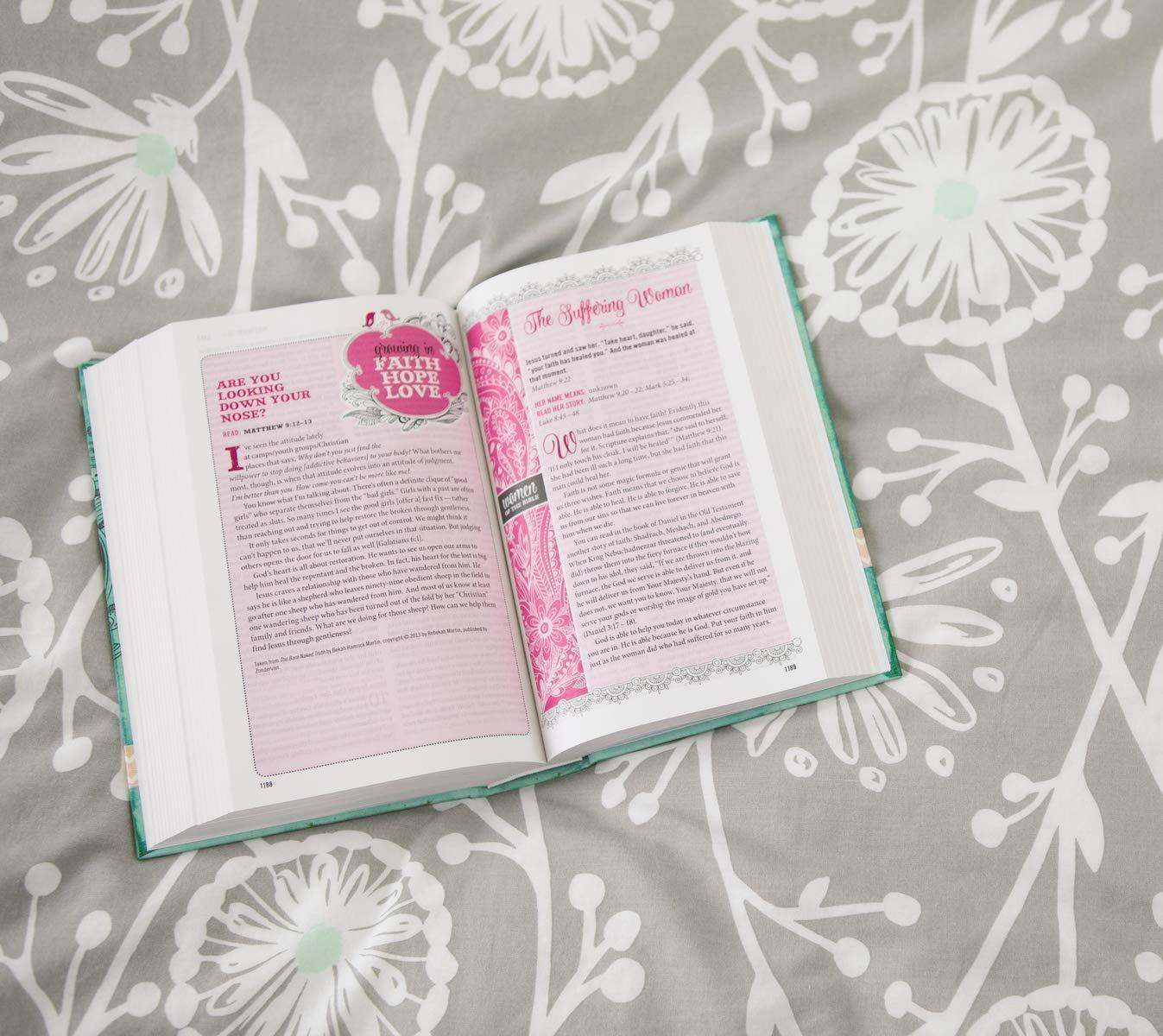 NIV, Bible for Teen Girls, Leathersoft, Pink, Printed Page Edges: Growing in Faith, Hope, and Love - Pura Vida Books