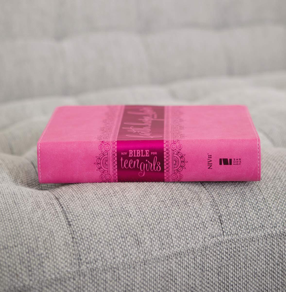 NIV, Bible for Teen Girls, Leathersoft, Pink, Printed Page Edges: Growing in Faith, Hope, and Love - Pura Vida Books