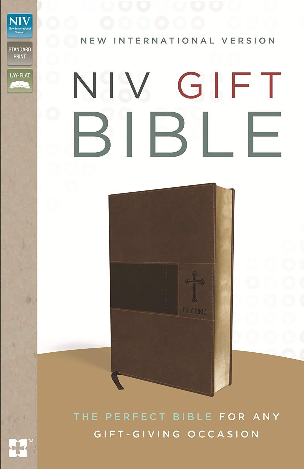 NIV, Gift Bible, Leathersoft, Brown, Red Letter Edition - Pura Vida Books