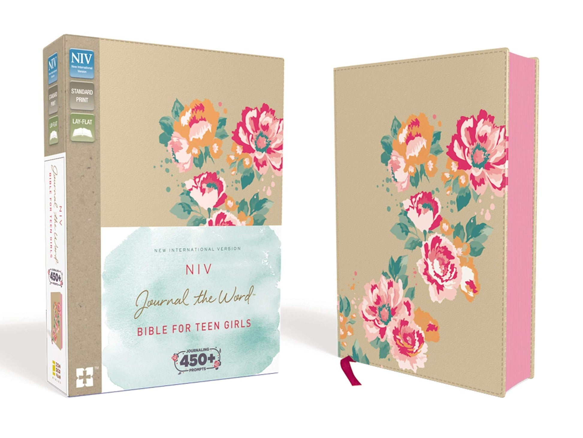 NIV, Journal the Word Bible for Teen Girls, Leathersoft over Board, Gold/Floral, Red Letter Edition - Pura Vida Books