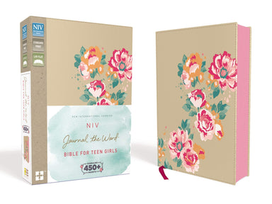 NIV, Journal the Word Bible for Teen Girls, Leathersoft over Board, Gold/Floral, Red Letter Edition - Pura Vida Books