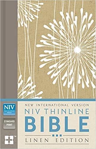 NIV, Thinline Bible, Linen Edition, Hardcover, Tan/White Linen, Red Letter Edition - Pura Vida Books