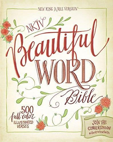 NKJV, Beautiful Word Bible, Hardcover, Red Letter Edition: 500 Full-Color Illustrated Verses - Pura Vida Books