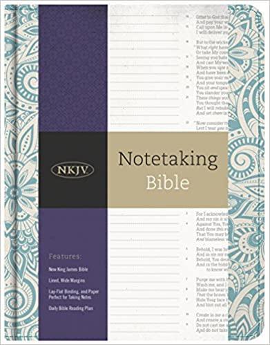 NKJV Notetaking Bible, Blue Floral Hardcover - Pura Vida Books