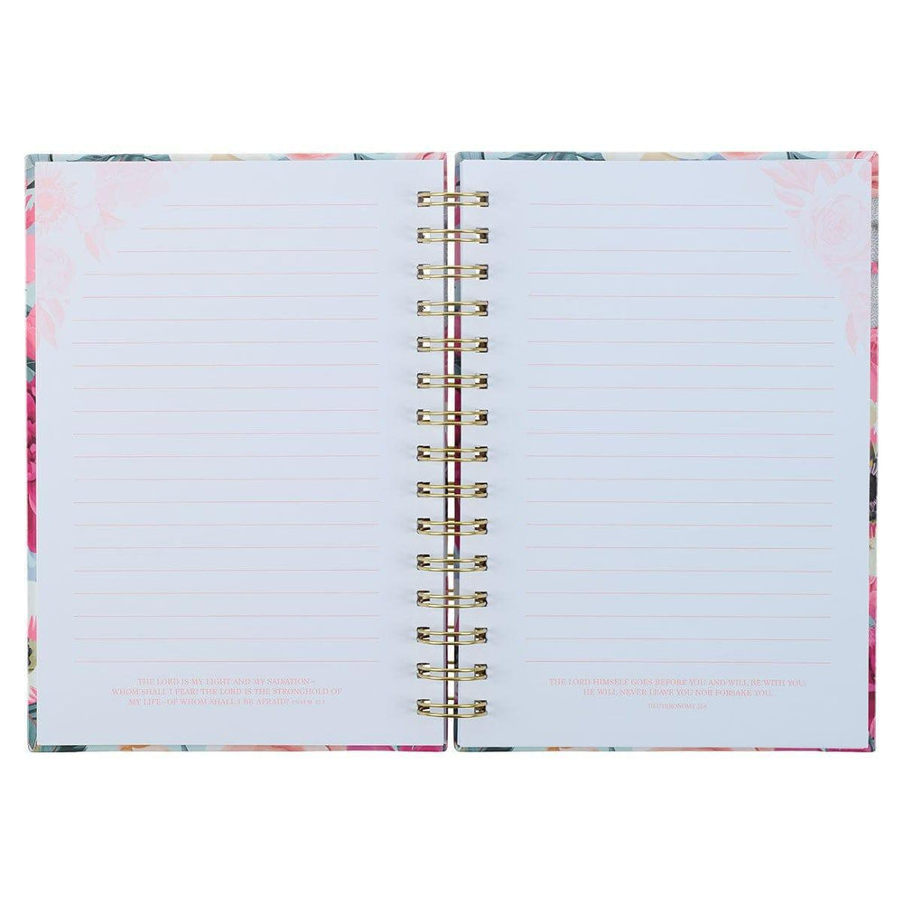 Nothing Will Be Impossible Pink Floral Large Wirebound Journal - Matthew 17:20 - Pura Vida Books