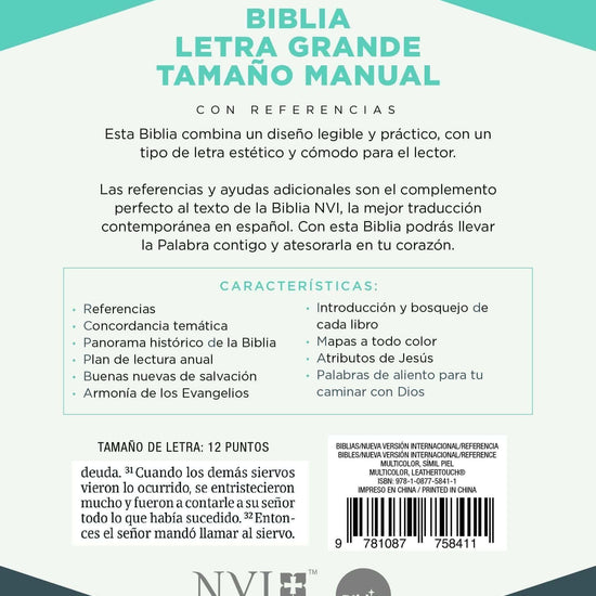 NVI Biblia Letra Grande Tamaño Manual multicolor - Pura Vida Books