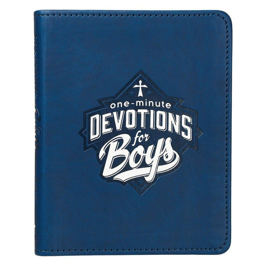 One-Minute Devotions for Boys Blue Faux Leather Devotional - Pura Vida Books