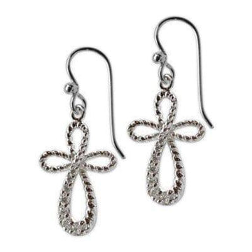 Open Cross Earrings, Silver - Pura Vida Books