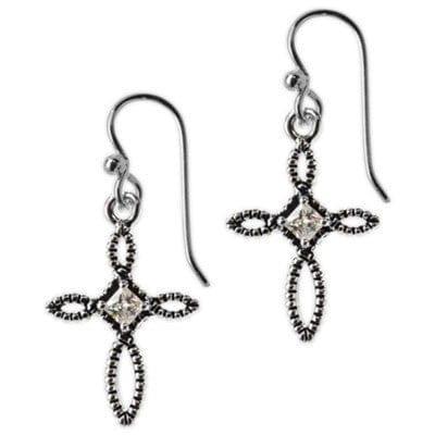 Open Cubic Zirconia Antique Cross Earrings - Pura Vida Books