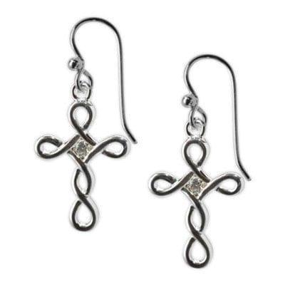 Open Design Cross and Cubic Zirconia Earrings - Pura Vida Books