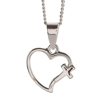 Open Heart Cross Silver Plate Necklace - Pura Vida Books