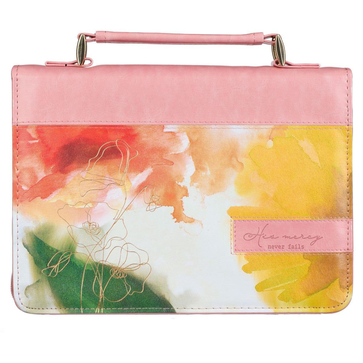 Pastel Meadow Pink Watercolor Faux Leather Bible Cover - Pura Vida Books