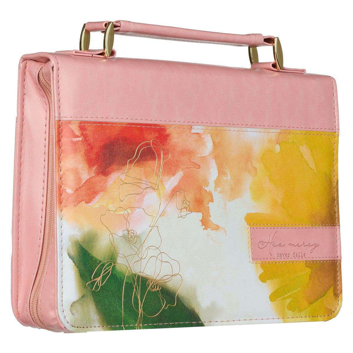 Pastel Meadow Pink Watercolor Faux Leather Bible Cover - Pura Vida Books