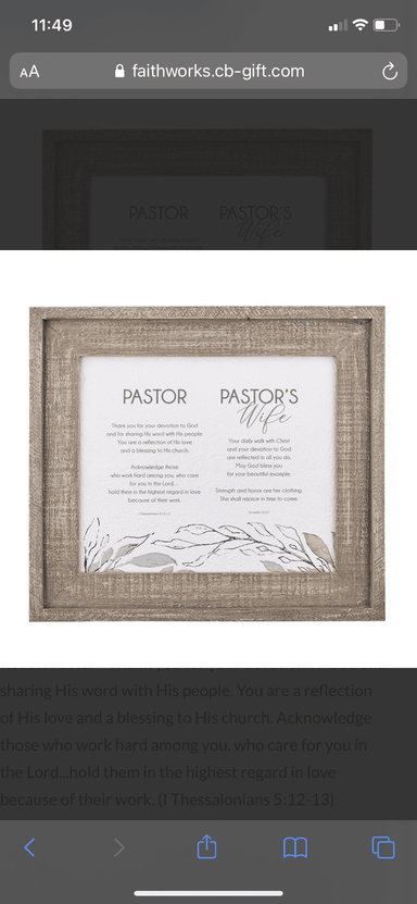 Pastor Appreciation Wall Art-Framed - Pastor & Wife - Pura Vida Books