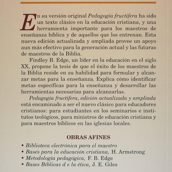 Pedagogía Fructífera - Findley B. Edge - Pura Vida Books