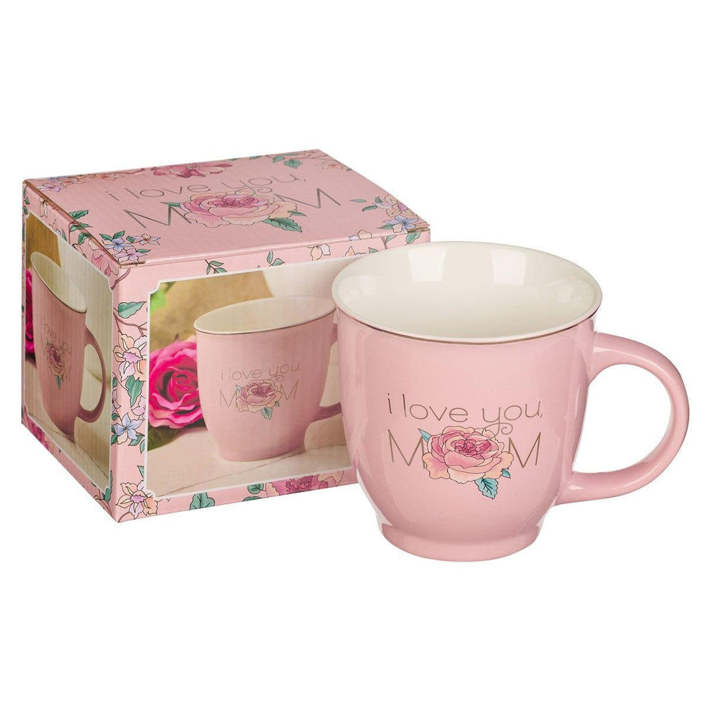 Petal Pink I Love You Mom Ceramic Mug - Proverbs 3:15 - Pura Vida Books