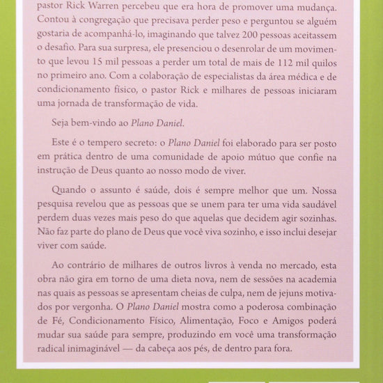 Plano Daniel: 40 Dias Para Uma Vida Mais Saudável - Pura Vida Books