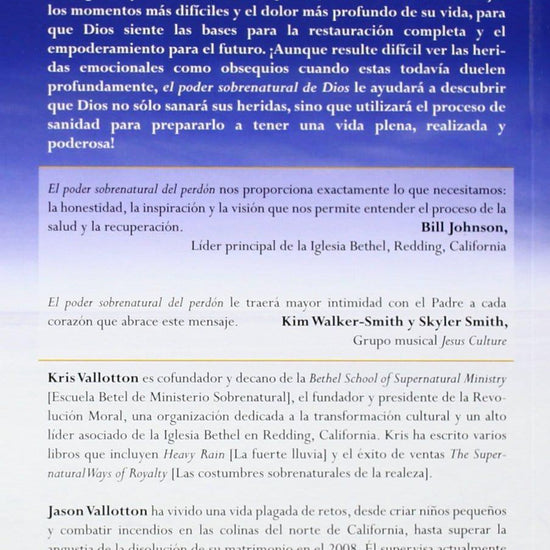 Poder sobrenatural del perdón - Kris y Jason Vallotton - Pura Vida Books