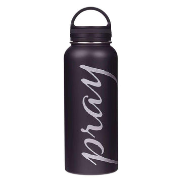 Pray Black Stainless Steel Water Bottle - Pura Vida Books