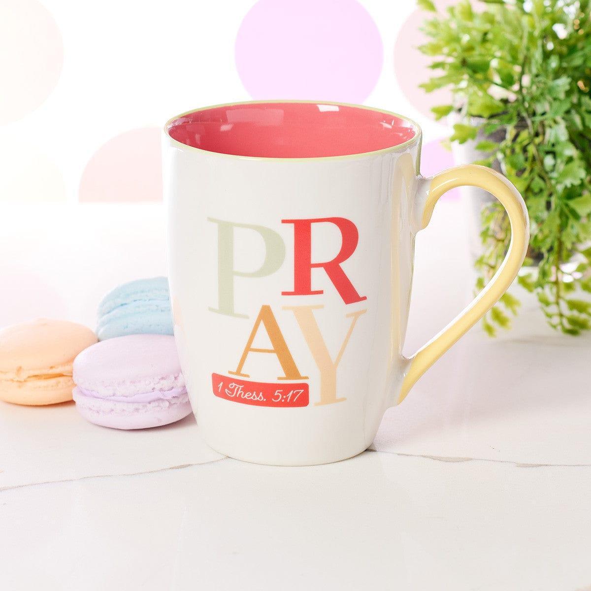 Pray Continually Orange Ceramic Mug - 1 Thessalonians 5:17 - Pura Vida Books