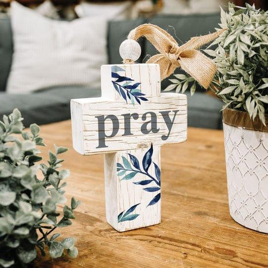 Pray Tabletop Cross Décor - Pura Vida Books