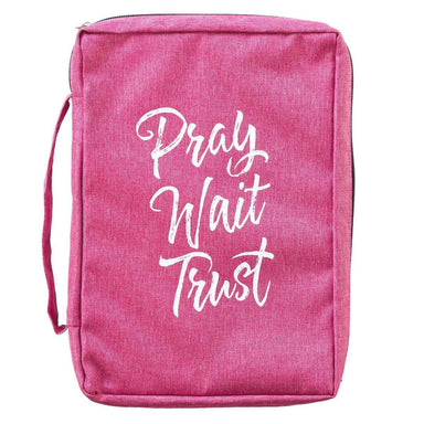 Pray Wait Trust Pink Poly-canvas Value Bible Cover - Pura Vida Books