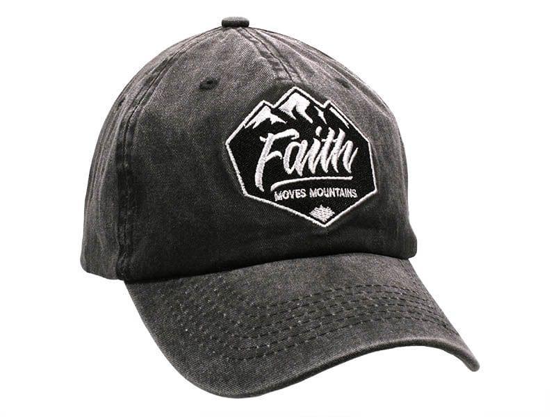 Pre-Washed Grey Baseball Cap - Faith Moves Mountains - Pura Vida Books