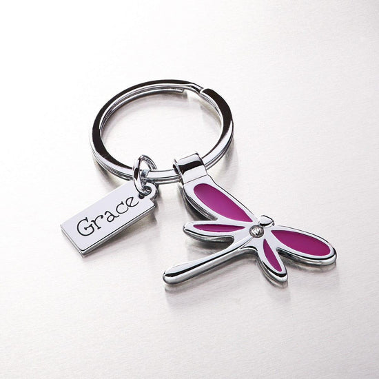 Purple Dragonfly Keyring with Grace Charm - Pura Vida Books