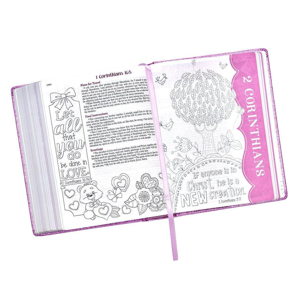 Purple Glitter My Creative Bible for Girls - ESV Journaling Bible - Pura Vida Books
