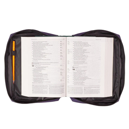 Purple Poly-Canvas Value Bible Cover with Fish Badge - Pura Vida Books