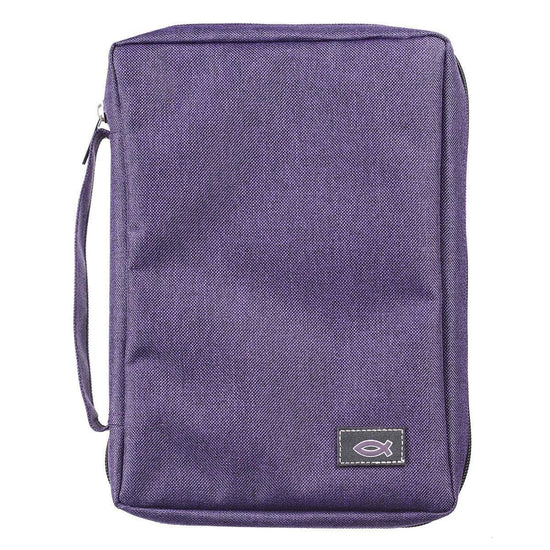 Purple Poly-Canvas Value Bible Cover with Fish Badge - Pura Vida Books