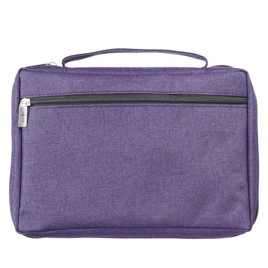 Purple Poly-Canvas Value Bible Cover with Fish Badge - Pura Vida Books