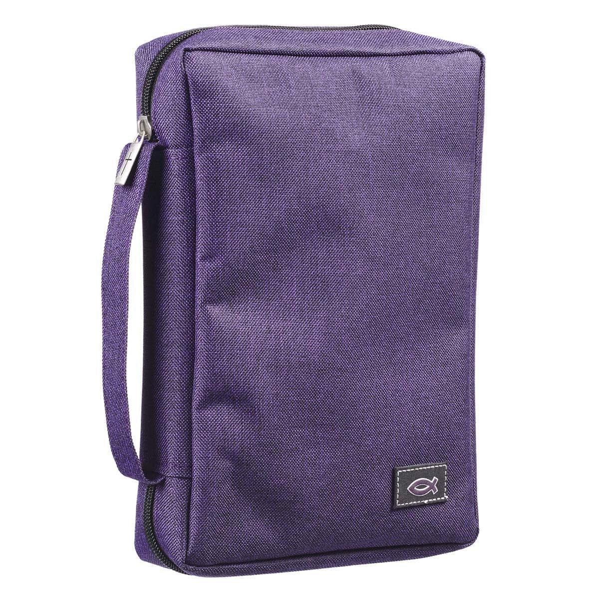 Purple Poly-Canvas Value Bible Cover with Fish Badge - Pura Vida Books