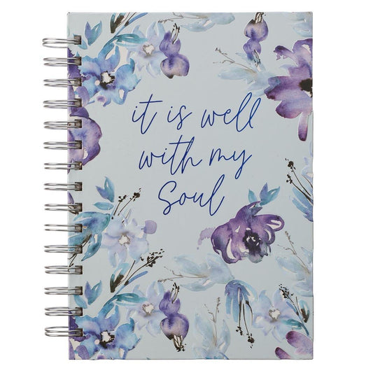 Purple Posies It Is Well With My Soul Large Wirebound Journal - Pura Vida Books