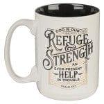 Refuge and Strength White Ceramic Coffee Mug - Pura Vida Books