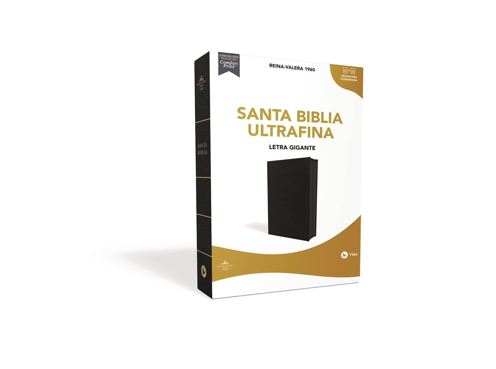 Reina Valera 1960 Santa Biblia Ultrafina, Letra Gigante, Piel Fabricada, Negro, con Cierre - Pura Vida Books