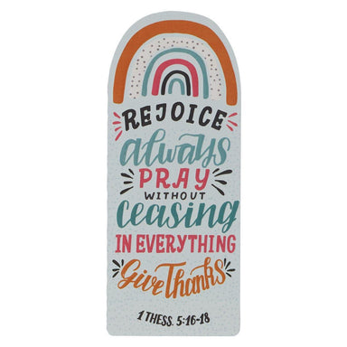 Rejoice Pray Give Thanks Rainbow Premium Cardstock Bookmark - 1 Thessalonians 5:16-18 - Pura Vida Books