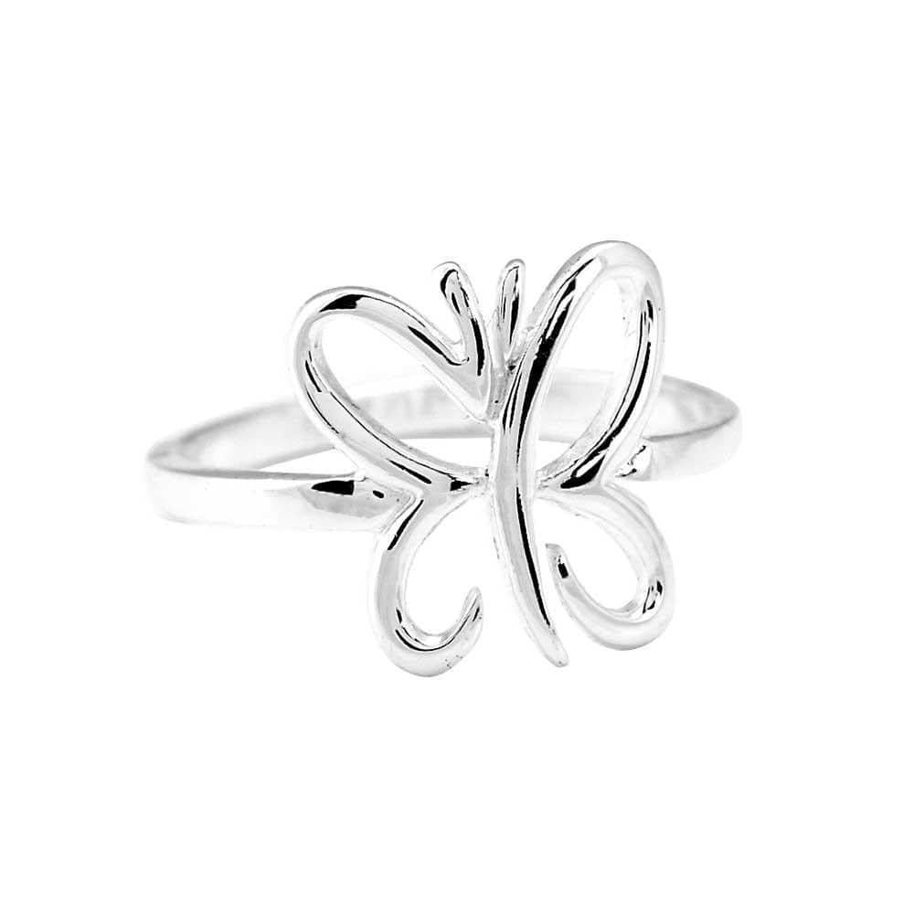 Ring Open Butterfly Silver Plated (Sortija) - Pura Vida Books