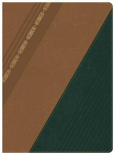 RVR 1960 Biblia de Estudio Holman, castaño/verde bosque con filigrana símil piel - Pura Vida Books